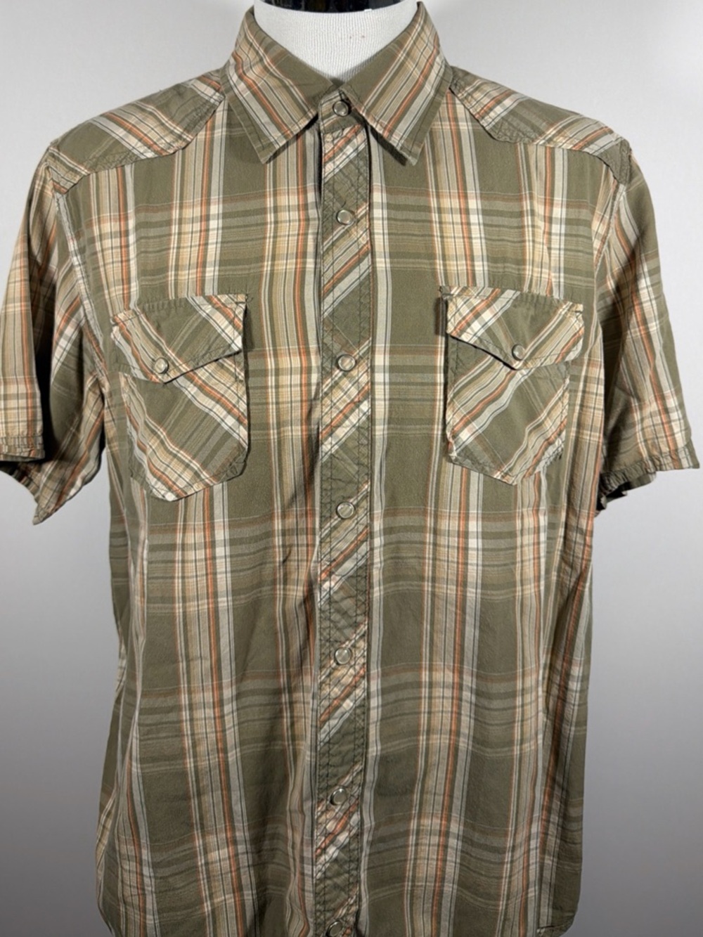 urban pipeline Olive Plaid Short Sleeve Button-Down Shirt